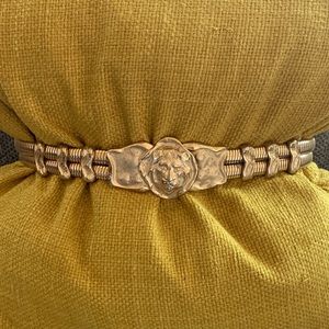 Sold- Judith Lieber Vintage Gold Stretch Lions Head Belt